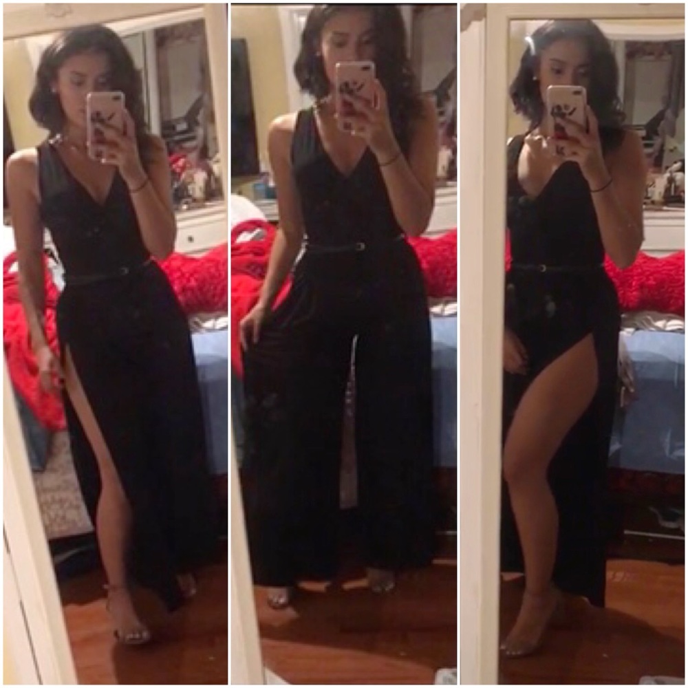 Black Jumpsuit with Leg Slits